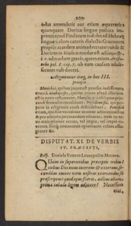 Disputat. XI. De Verbis IV. Preaecepti, ...