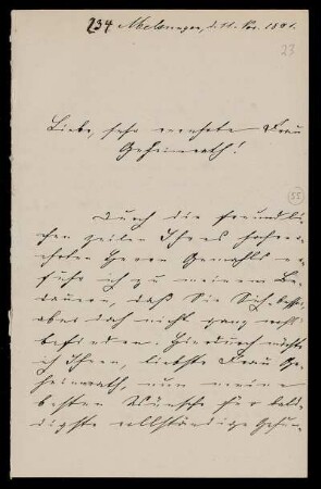 Nr. 23: Brief von Emma Forkel an Anna de Lagarde, Melsungen, 11.11.1891