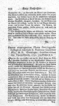 Plantae cryptogamicae florae Goettingensis.