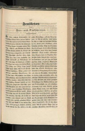 Feuilleton des Vor- und Rückschritts.
