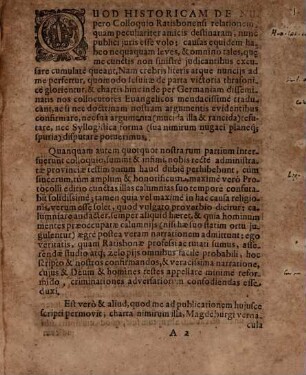 Relatio Historica De Habito Nuper Ratisbonæ Colloquio inter Augustanæ Confessionis Theologos & Pontificios