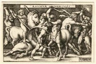 Aus den Taten des Herkules : Beham, (Hans) Sebald. Aus den Taten des Herkules, Blatt 1. Kupferstich. 1543. Dresden: Kupferstich-Kabinett