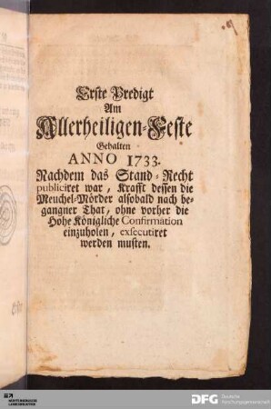 Erste Predigt Am Allerheiligen-Feste.