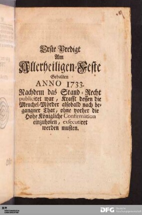Erste Predigt Am Allerheiligen-Feste.