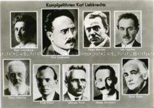 Karl Liebknecht und Porträts seiner Weggefährten