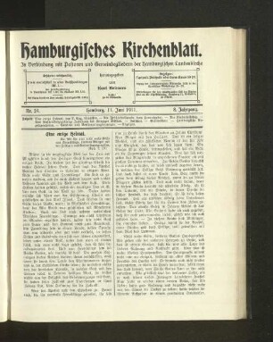 Nr. 24. Hamburg, 11. Juni 1911. 8. Jahrgang.