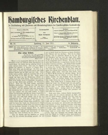 Nr. 24. Hamburg, 11. Juni 1911. 8. Jahrgang.
