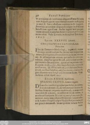Epist. XXXIX. Madritum. Ioanni Croyo, Comiti Sorano.