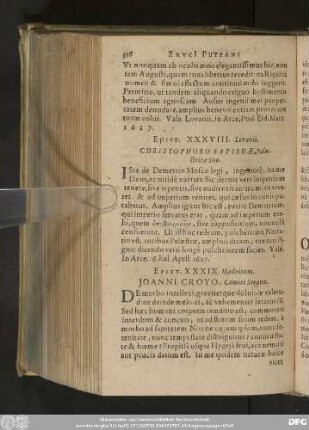 Epist. XXXIX. Madritum. Ioanni Croyo, Comiti Sorano.