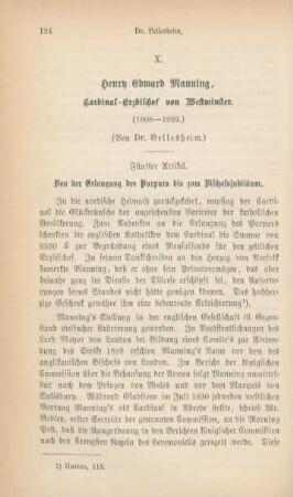 124-160 Henry Edward Manning, Cardinal-Erzbischof von Westminster (1808-1892) : V.