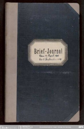Journal der eingegangenen und ausgegangenen Briefe