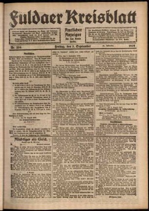 Ausgabe vom Freitag, den 05. September 1919.
