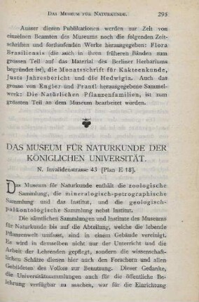 Das Museum für Naturkunde der Königlichen Universität