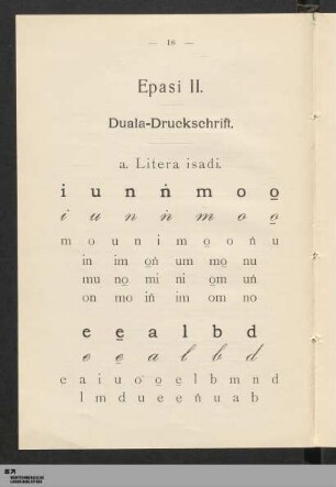 Epasi II: Duala-Druckschrift