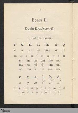 Epasi II: Duala-Druckschrift