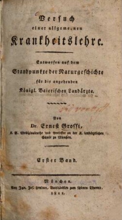 Versuch einer allgemeinen Krankheitslehre, 1