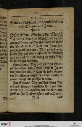 XIII. Von der Liebhandlung, vnd Bündniß, Davids vnd Jonathans