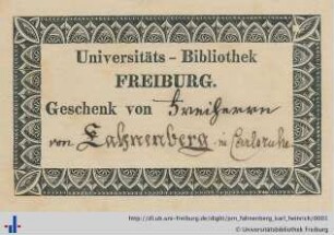 [Provenienz]: Fahnenberg, Karl Heinrich von