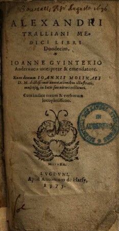 Alexandri Tralliani Libri duodecim
