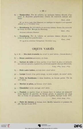 Objets variés (Nr. 84-102)