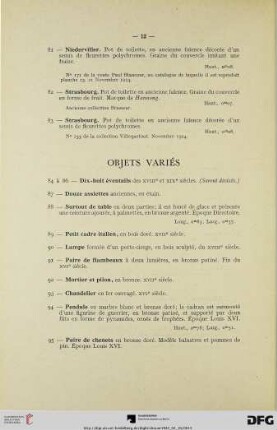 Objets variés (Nr. 84-102)