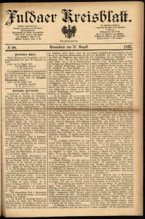 Erste Ausgabe vom Samstag, den 21. August 1897.
