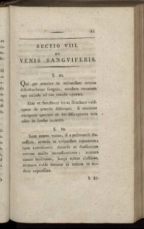 Sectio VIII. De Venis Sanguiferis