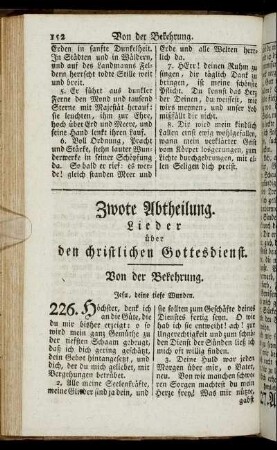 Zwote Abtheilung. Lieder über den christlichen Gottesdienst.