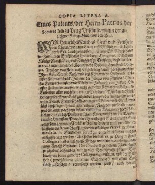 F4v-G1v, Copia Litera A. Eines Patents der Herrn Patres der Societes Iesu zu Prag Unschuld wegen der geziehener Kriegs Munition betreffend.