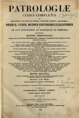 Sancti Isidori, Hispalensis Episcopi opera omnia, 8