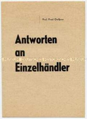 Agitationsschrift der Nationalen Front zu den Kommunalwahlen an private Händler in der DDR