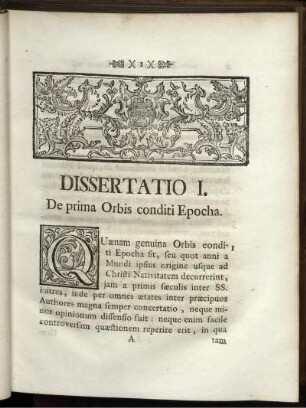Dissertatio I. De prima Orbis conditi Epocha.