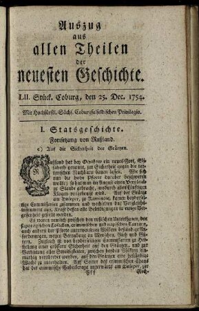 LII. Stück. Coburg, den 25. Dec. 1754.