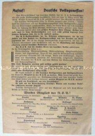 Flugblatt mit Mitgliederwrbung für die NS-Volkswohlfahrt