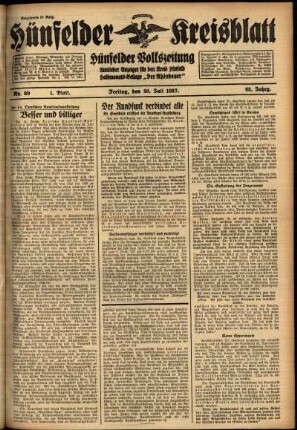 Erste Ausgabe vom Freitag, den 30. Juli 1937.