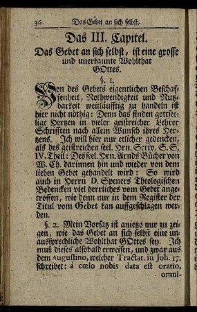 Das III. Capitel. Das Gebet an sich selbst, ist eine grosse und unerkannte Wohlthat Gottes.