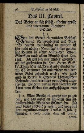 Das III. Capitel. Das Gebet an sich selbst, ist eine grosse und unerkannte Wohlthat Gottes.