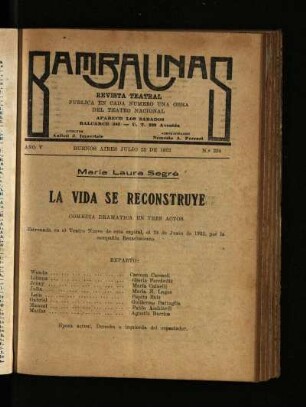 La vida se reconstruye : comedia dramática en tres actos