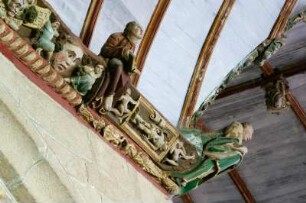 Frankreich. Bretagne. Finistere. Pleyben. Enclos Paroissial. Kirche innen. Gesimse