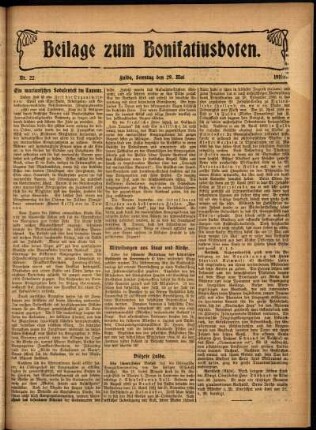 Zweite Ausgabe vom Sonntag, den 29. Mai 1910.