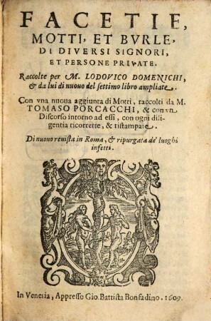 Facetie, motti, et burle di diversi signori et persone private