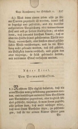 Achter Titel. Von Vormundschaften.