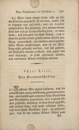 Achter Titel. Von Vormundschaften.