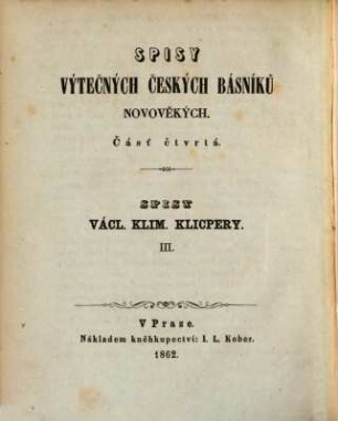 Spisy Václ. Klim. Klicpery, 3
