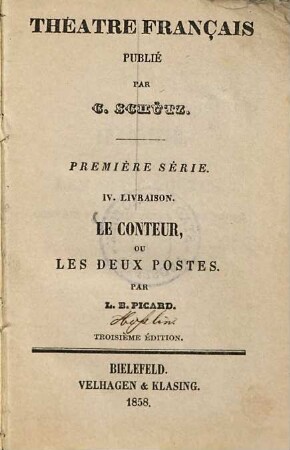 Le conteur, ou Les deux postes : comédie en 3 actes et en prose