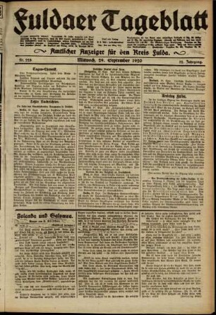 Ausgabe vom Mittwoch, den 29. September 1920.