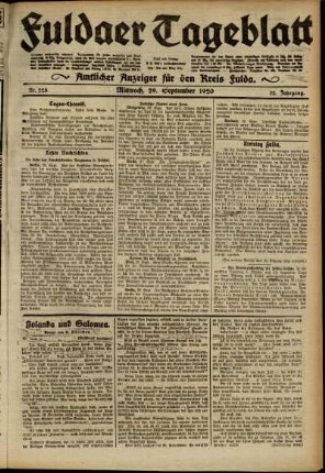 Ausgabe vom Mittwoch, den 29. September 1920.