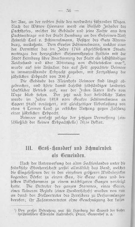 III. Groß-Hansdorf und Schmalenbek als Gemeinden.