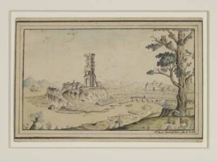 Landschaft mit Ruine und Burg