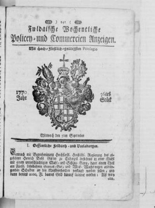 36tes Stück, Ausgabe vom 5. September 1770